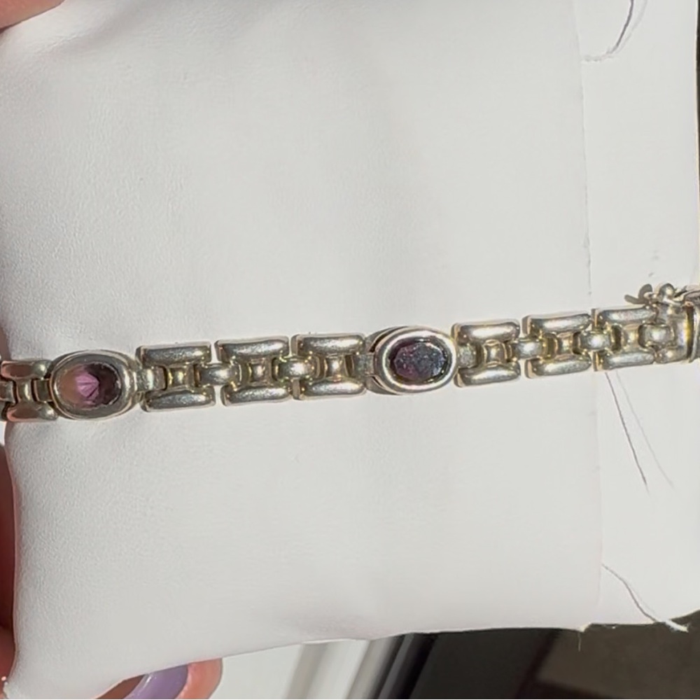 925 Brick Link Multi Gemstone Bracelet - image 6